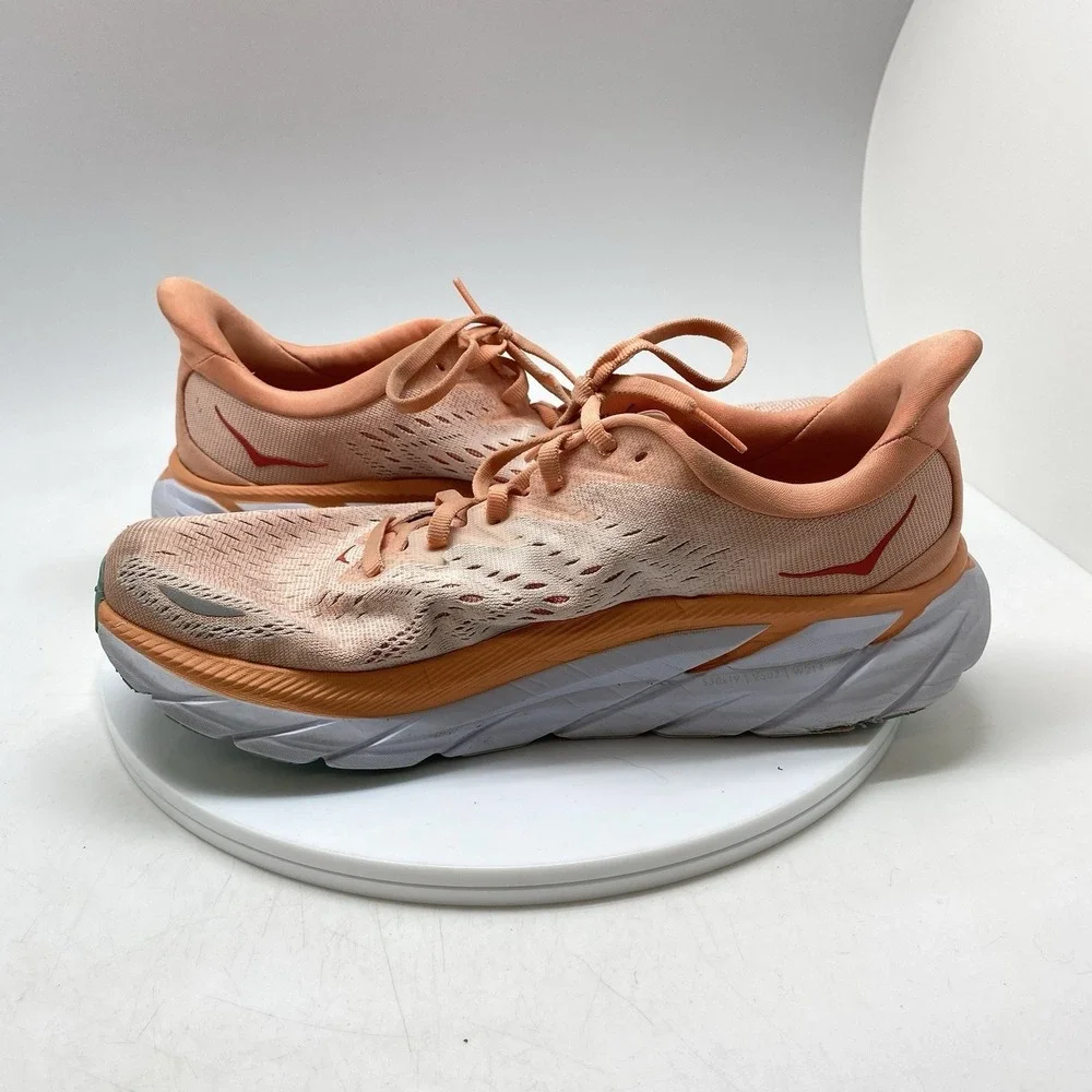 Hoka One One Sneakers Womens 9 B Clifton 8 1119394 CSPY Orange Running Gym Shoes